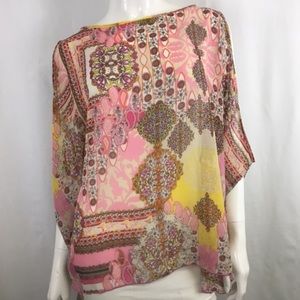 NWT Elan Pink/Yellow Patterned Blouse